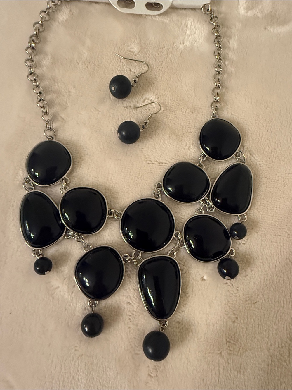 Elegant Black Statement Necklace & Earring Set